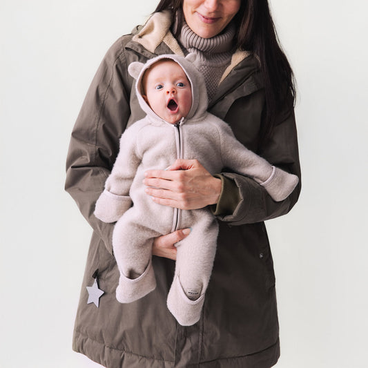 Mini A Ture MATJELA wool fleece jumpsuit-Sesame