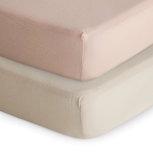 Mushie Extra Soft Muslin Crib Sheet - 2 Pack